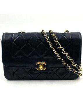 Chanel Quilted Single Flap Lambskin Black Chain Shoulder Bag Gold